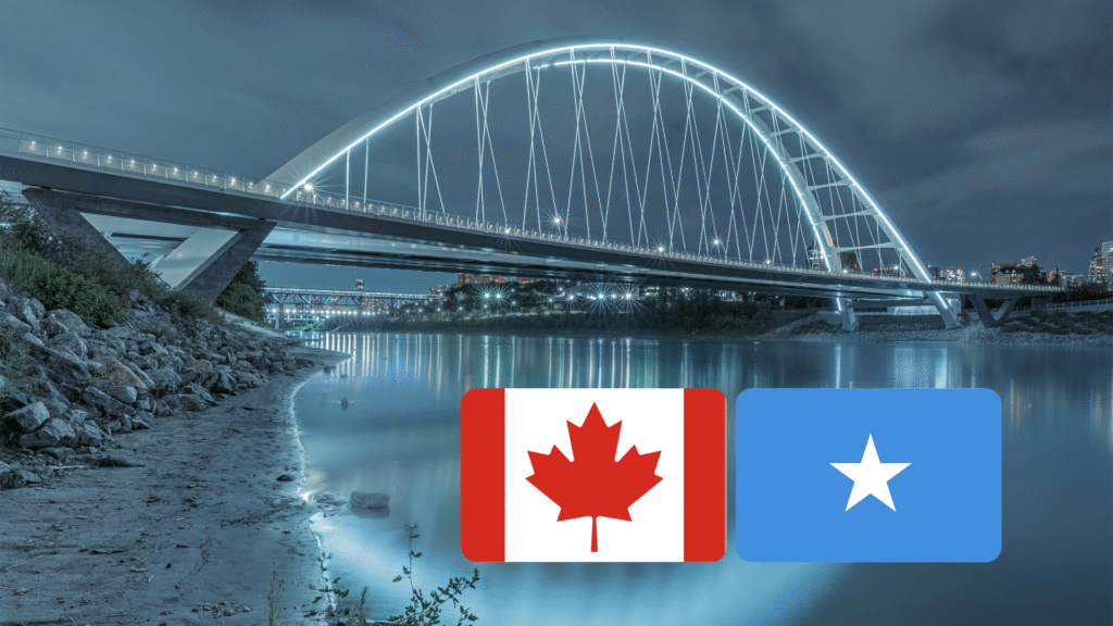 Somali and Canadian flags representing the Somali community in Edmonton