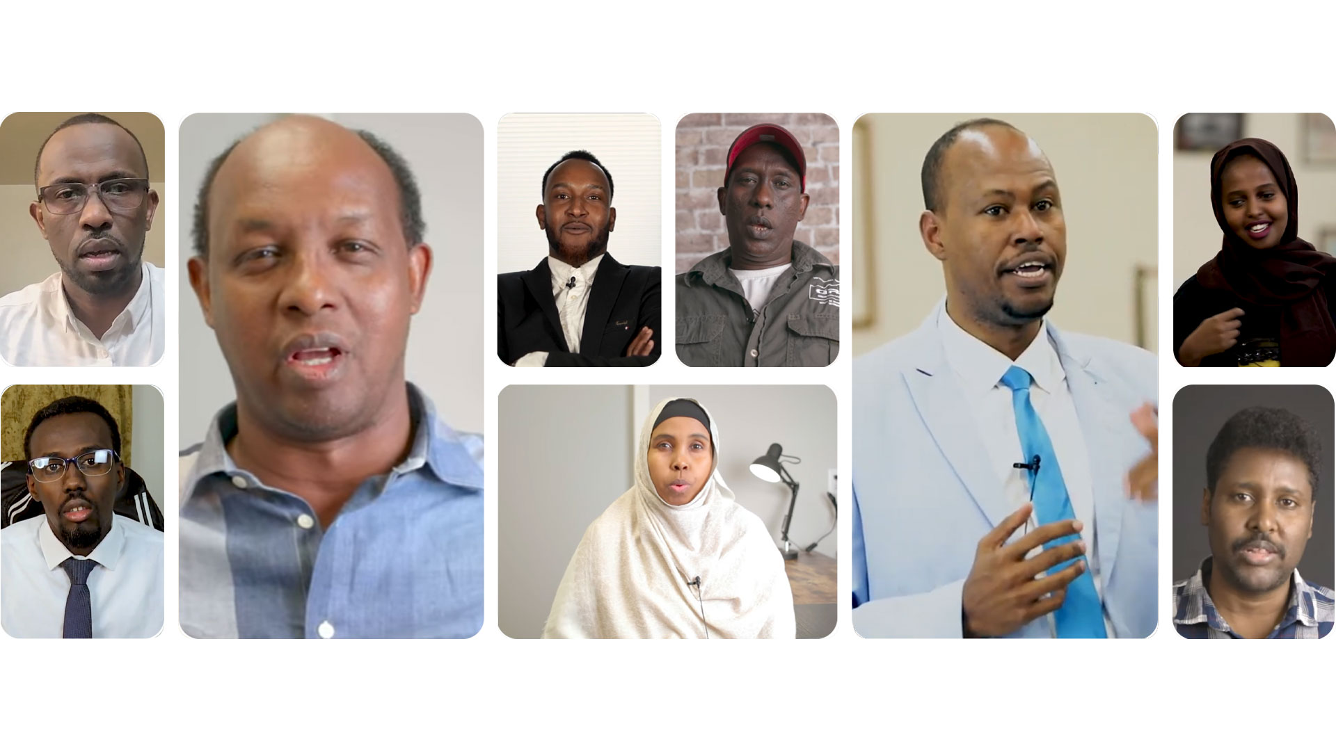 Faces of members of the Somali community in Canada who have been interviewed by the Ct Somali YouTube channel, filling an information gap for this immigrant community.