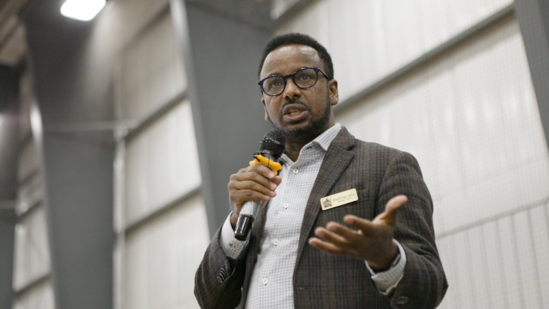 Alberta MLA Sharif Haji addresses the crowd during the launch event of the Somali Community Empowerment Association in Brooks.