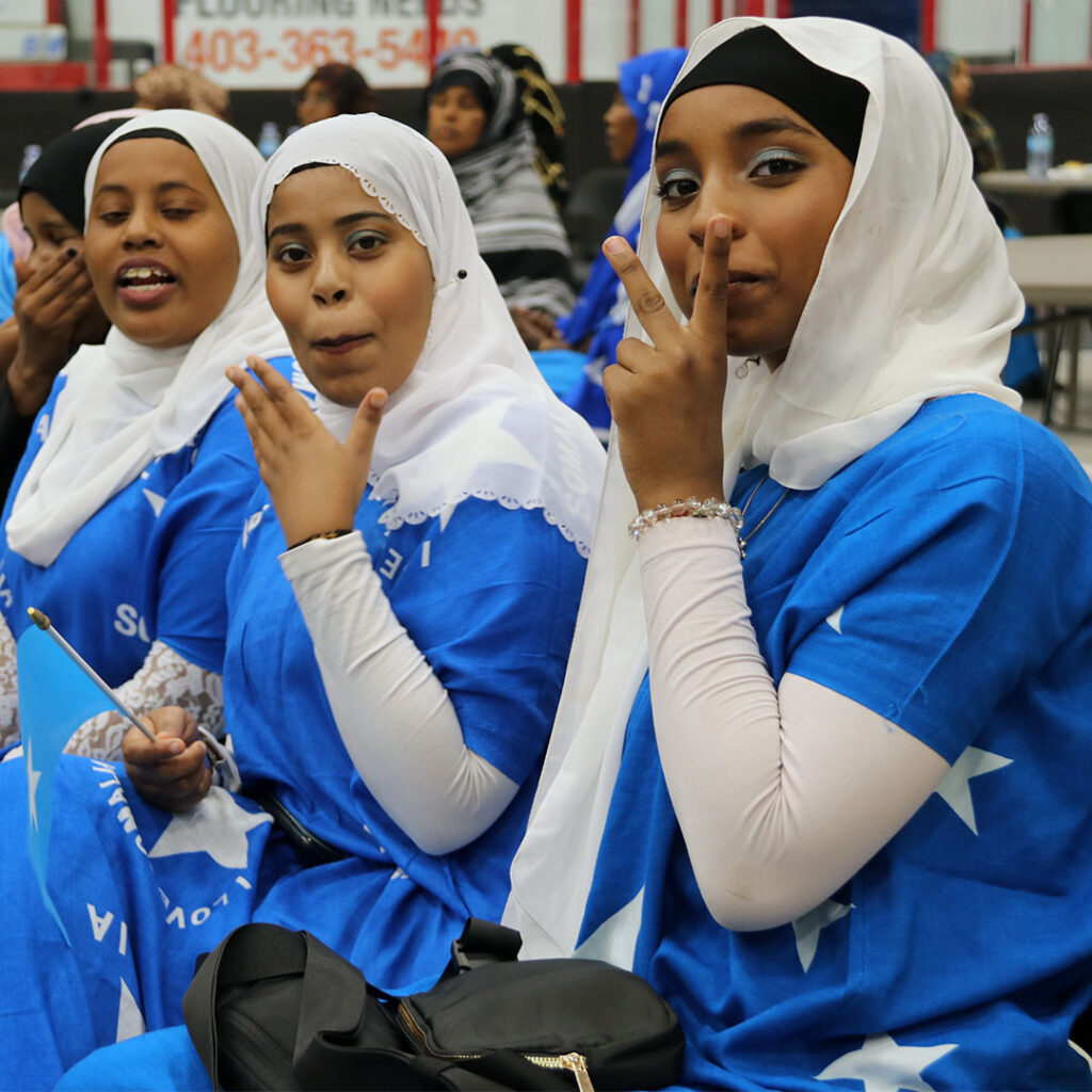 Somali girls wearing the Somali flag
