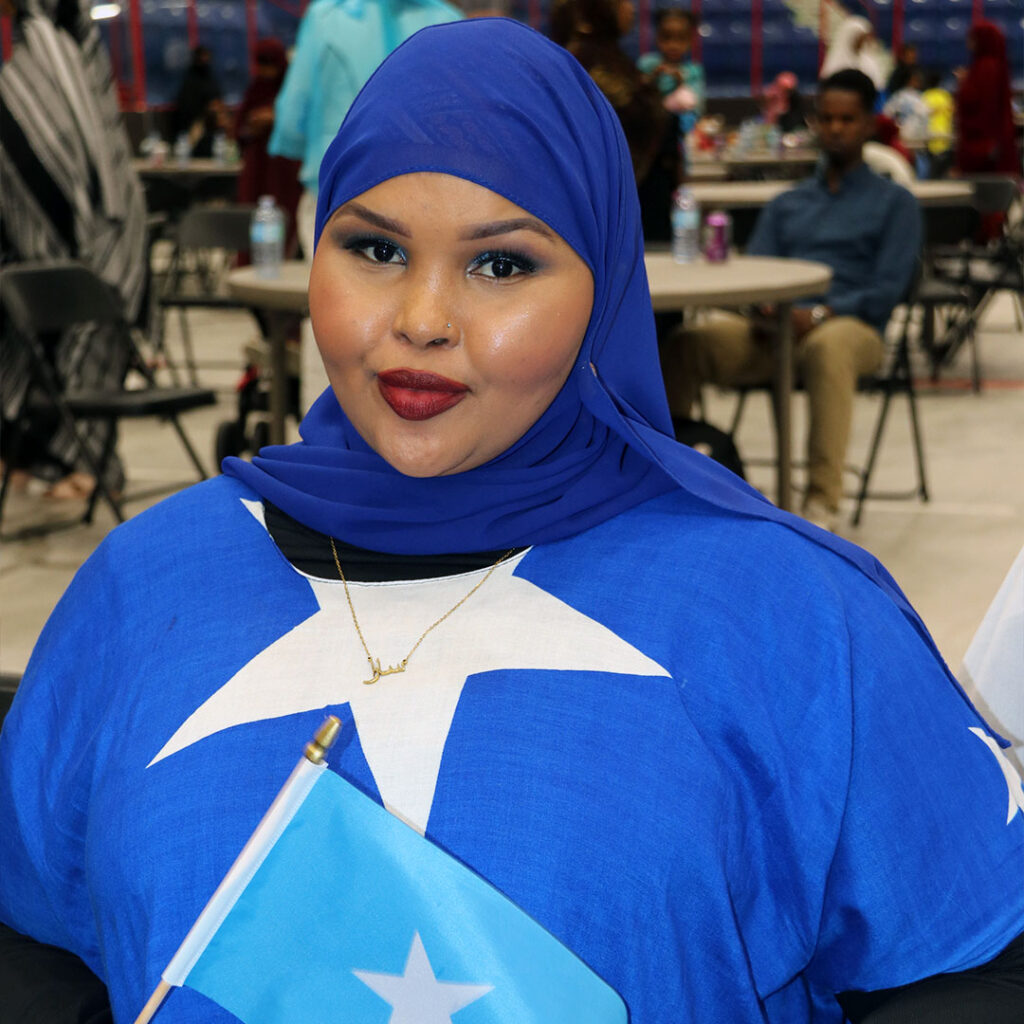 Somali girl wearing the Somali flag