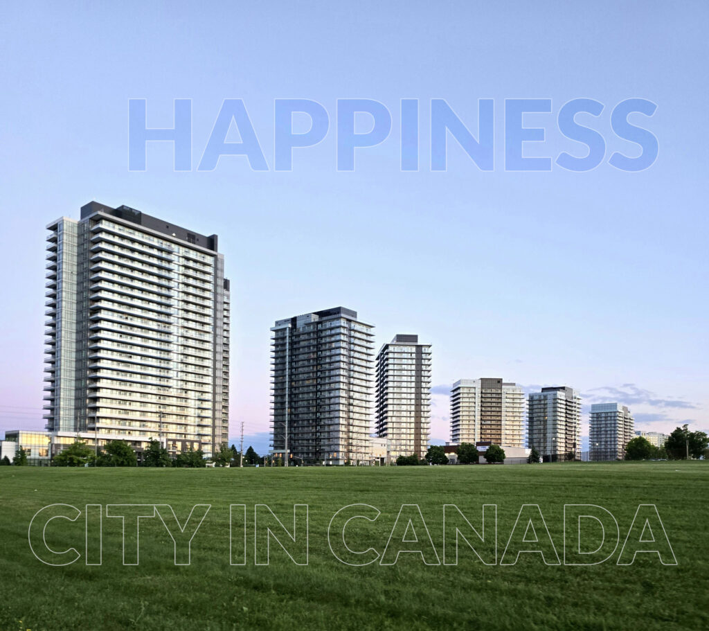 Mississauga skyline leading the Leger Happy Cities 2025 ranking, illustrating a major city with high happiness and strong job opportunities for newcomers.