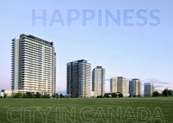 Mississauga skyline leading the Leger Happy Cities 2025 ranking, illustrating a major city with high happiness and strong job opportunities for newcomers.
