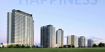 Mississauga skyline leading the Leger Happy Cities 2025 ranking, illustrating a major city with high happiness and strong job opportunities for newcomers.